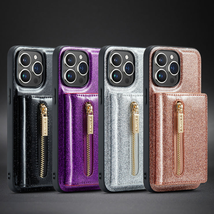 Bling Glitter Leather Flip Wallet Phone Case Cover, 